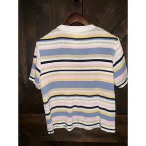 VTG One Resource 80's Women's Sz Large Knit Sweater USA Short‎ Sleeve Stripped thumbnail 3