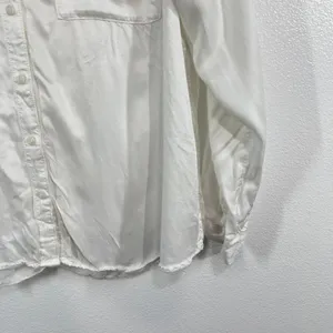 Pilcro the Letterpress Anthropologie White Viscose Split‎ Back Button Down Shirt thumbnail 9