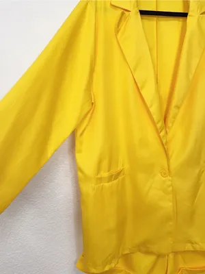 Miss Sparkling Bright Yellow Lightweight Blazer Shorts Two Piece Matching Set thumbnail 3