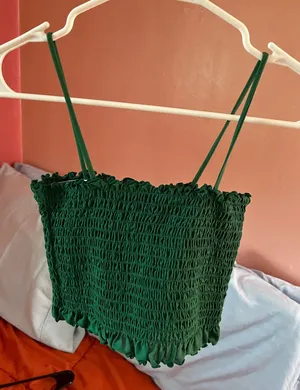 Forever 21 Green Spaghetti Strap Stretch Crop Top thumbnail 1