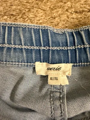 Aerie Light Wash Soft Vintage Edge Flare Jeans with Elastic Waist Back - size XL thumbnail 9