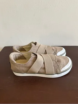 KEEN Elsa III Casual Low Top Sneakers Beige Brown Canvas Slip On Size 7 thumbnail 2