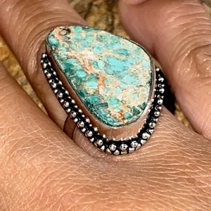 Blue Sea Sediment Jasper Emperor Ring 7 1/4 thumbnail 6