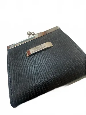 Vintage Laura Biagiotti Black Leather Coin Purse Lizard Embossed Kiss Lock Italy thumbnail 6