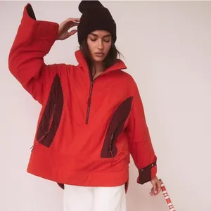 Free People FP Movement Climber Orange Fleece Oversized Jacket‎ Size L thumbnail 2