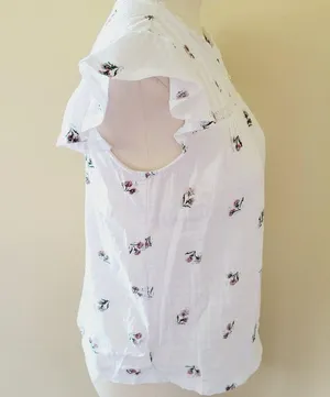 Lucky Brand floral mixed media blouse size small thumbnail 6