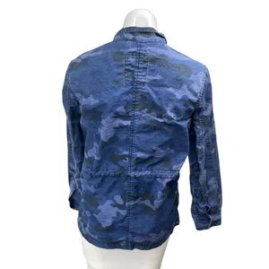GAP Women's Blue Camo Camouflage Long Sleeve Zip Up Denim Utility Jacket Top XS thumbnail 2