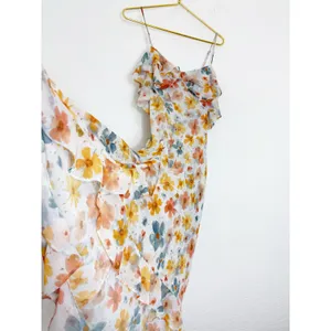 Anthropologie Sleeveless Asymmetric Ruffled Midi Dress Size Small Chiffon Fairy thumbnail 11