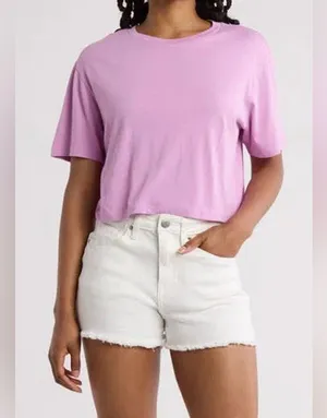 Abound Boxy Cotton Crop T-Shirt Oversized Pink/Lavender Women's Top thumbnail 2