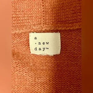 a new day Salmon/Orange Open Front Cardigan Sweater w/ Pockets thumbnail 6