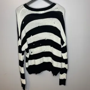 Distressed Black and White Pullover Sweater thumbnail 4