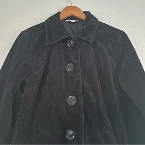 Relativity Black Corduroy Button Down Jacket Cardigan Sweater Fall Large thumbnail 3
