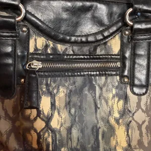 Vintage Y2K Etienne Aigner Satchel Bag Purse Black‎ Snakeskin Fabric/Leather thumbnail 4
