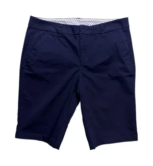 JCP Bermuda Shorts Women 6 Navy Blue Chino Polka Dot Waistband Casual thumbnail 1