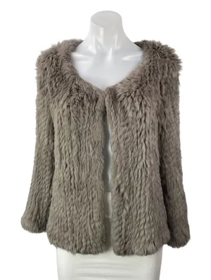 NEW New York Look Women's Taupe Faux Fur Plush Open Blazer Coat Jacket Size M thumbnail 1