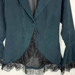 The Pyramid Collection Corduroy Corset Lace Up Jacket Sz Small Lace Trim thumbnail 6