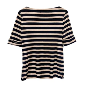 Lauren Ralph Lauren Black Gold Striped Shirt Sz L thumbnail 5