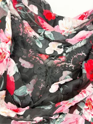 Victoria’s Secret Atelier Noir Burnout Satin Silk Plunge Gown Maxi Slip Chemise thumbnail 8
