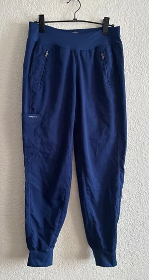 Healing Hands Scrub Joggers XS Purple Label Tara Navy Blue Yoga Waistband 9233 thumbnail 1