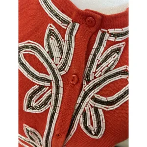 Michael Simon Beaded Embroidered Two Piece Modal Cardigan And Tank Top Set Sz L thumbnail 11
