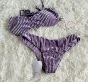 Dippin Daisys Purple Velvet Bikini Set Size S thumbnail 1