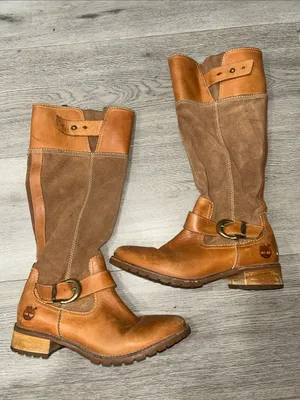 Timberland Women's Tan & Brown Leather Suede Mid-Calf Riding Boots 8.5W thumbnail 1