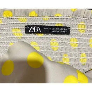 Zara Polka Dot Peplum Top Women S‎ Yellow Grey Sweetheart Bustier Cami Retro Pinup thumbnail 3