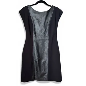 Boston Proper Black Leather Ribbon Tie Back Dress Size 6 Vintage Y2K thumbnail 9