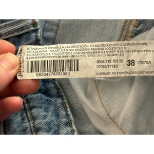 Stradivarius STR Two Toned Denim Jeans Raw Hem Women Sz 6 90s Inspired Straight thumbnail 7