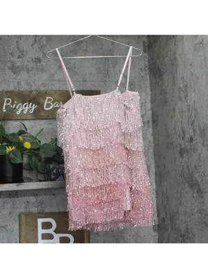 NWT Aqua X Salvatore Rizza Womens Tiered Ombre Fringe Mini Dress IDO14332 Pink M thumbnail 3