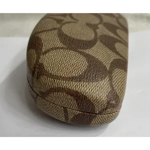Coach signature C print hard clamshell sunglasses case in brown thumbnail 3