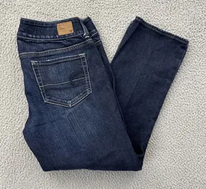 American Eagle Artist Crop Ankle Jeans Low Rise Stretch Straight Women's 10 x 26 thumbnail 1