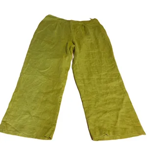 Veiled Nyc Olive Green Pleated Linen Straight Leg Trousers (Xxl) thumbnail 9