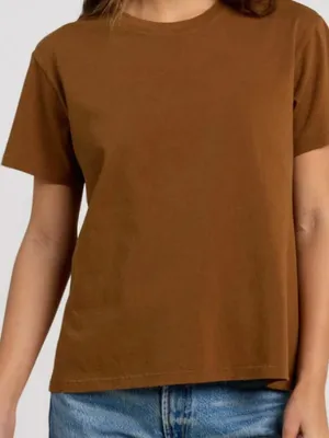 All:Row Thick Cotton Crewneck Boxy Everyday Tee Shirt in Warm Brown S $68 thumbnail 2
