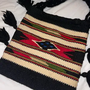 Bohemian Aztec/Native American Black and Multicolor Woven Wool Bag thumbnail 3