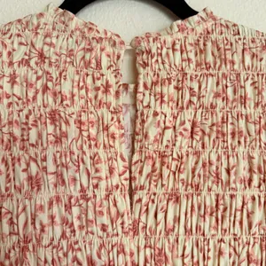 Reformation Leannah Pink Floral Smocked Mini Dress Organic Cotton Puff Sleeve 2 thumbnail 11