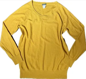 J. Crew Mustard Yellow Merino Wool Knit Sweater Round Neck Lightweight Medium thumbnail 1
