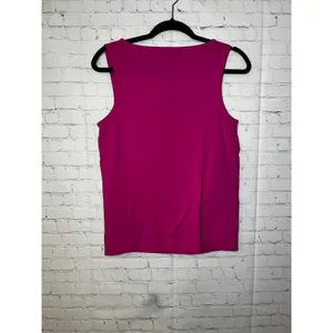 Kate Spade New York‎ Pink Bow Neck Sleeveless Top Fuchsia Cotton Blend Size M thumbnail 4