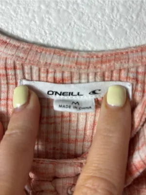 O’Neill Ribbed Mini Dress M Rust Orange Marled Cinched Front Tie thumbnail 4