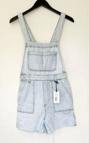 NWT WEWOREWHAT Denim Slit Short Overalls XS thumbnail 1