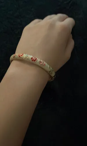 Floral Bracelet Pink Bangle Cuff Rose Gold thumbnail 1