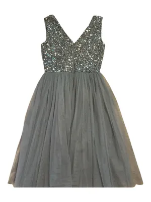 NWT QUIZ Occasion Light Blue Sequin Tulle Skater Dress Hoco Size 2 thumbnail 3