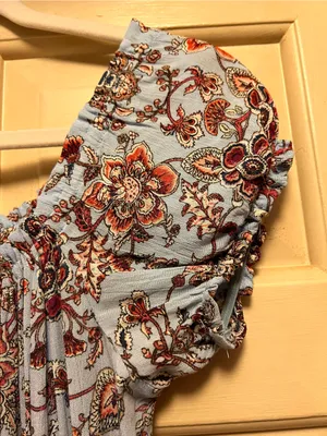 American Rag Light Blue Floral Maxi Dress with Rust Accents thumbnail 7