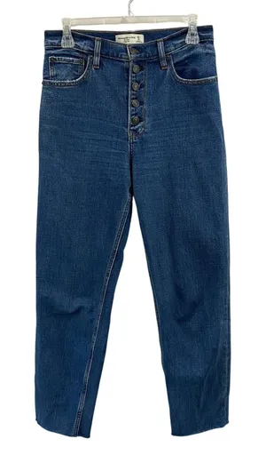 Abercrombie & Fitch | High Rise Mom Jean Raw Hem Ankle Length Size‎ 4 Long thumbnail 1