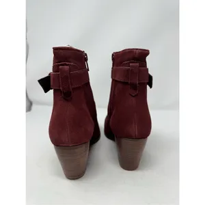 Diba Womens Shoes Boots Sz 7.5 Burgundy Red Suede Leather Heeled Chic Casual New thumbnail 6