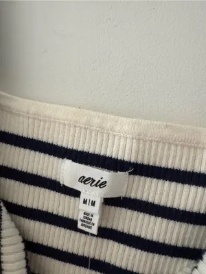 Aerie Striped Ribbed Knit Tank Top Crochet Straps thumbnail 4
