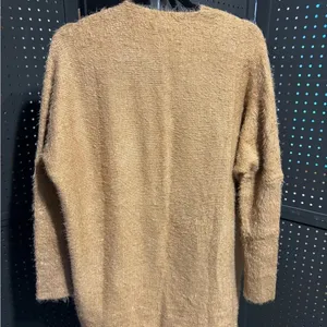 Kye Mi Fuzzy Open Front Cardigan Sweater Tan Medium Soft Cozy thumbnail 9