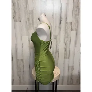 Inspired Hearts Green Satin Ruched Side Bodycon Dress – Size M thumbnail 5