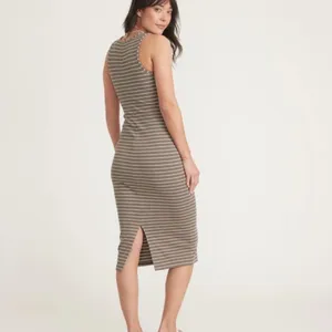 Marine Layer Lexi Rib Daytime Midi Dress Olive Stripe Size S thumbnail 2