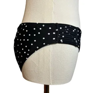 Black White Strappy Side Bikini Bottom Swim Medium Coquette Minimalist Y2K thumbnail 13